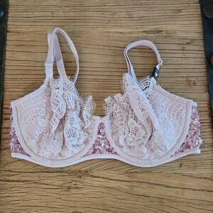Victoria's Secret Dream Angels Wicked Pushup w/o Padding Lace Sequin Bra 32DD